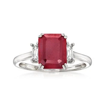 Ross-Simons | Ross-Simons Ruby Ring With . White Topaz in Sterling Silver,商家Premium Outlets,价格¥1189