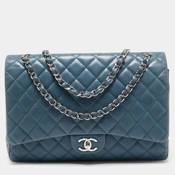 [二手商品] Chanel | Chanel Blue Quilted Caviar Leather Maxi Classic Double Flap Bag商品图片,9.2折, 满1件减$100, 满减