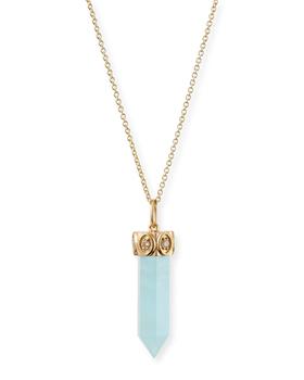 推荐Long Aquamarine Crystal Pendant Necklace商品