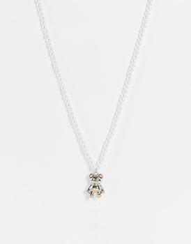 ASOS | ASOS DESIGN ball necklace with bi plate teddy pendant in mixed metal商品图片,7.5折
