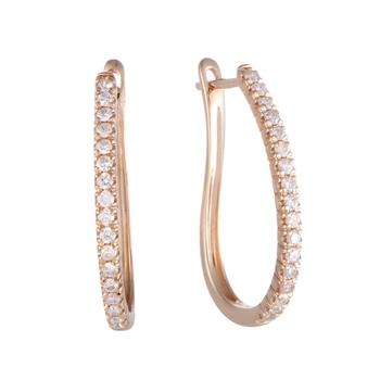 商品LB Exclusive | .50ct 14K Rose Gold Diamond Oval Hoop Earrings,商家Jomashop,价格¥5037图片