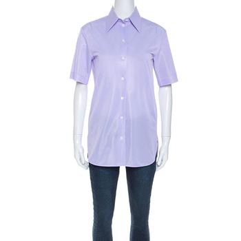 推荐Celine Lavender Knit Button Front Short Sleeve Shirt S商品