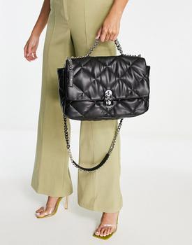 推荐Steve Madden Exclusive Btanna quilted cross body bag with lock in black商品
