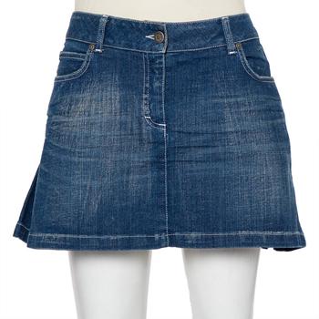 美国burberry, [二手商品] Burberry | Burberry Navy Blue Denim Pleated Detail Mini Skirt S商品图片 5.2折