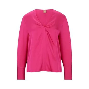 推荐Regular-fit blouse in stretch silk with twist front商品