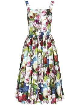 推荐DOLCE & GABBANA - Flower Print Midi Cotton Dress商品