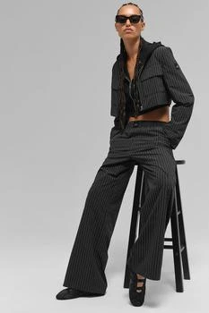 Alo | Pinstripe Daylight Boxer Pant (Long) - Black/Titanium,商家Alo yoga,价格¥1046