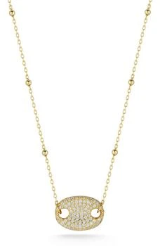 GLAZE JEWELRY | Yellow Gold Vermeil Pavé CZ Oval Pendant Necklace,商家Nordstrom Rack,价格¥375