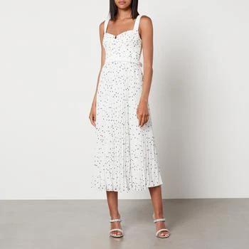 推荐Self-Portrait Polka-Dot Pleated Chiffon Midi Dress商品