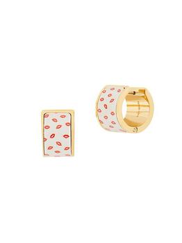 美国kate spade, Kate Spade | Kiss U Goldtone & Enamel Huggie Earrings商品图片 