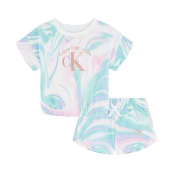 商品Little Girls Swirl-Print Fleece Shorts Set, 2 Piece图片