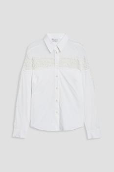 RED Valentino | Point d'esprit, crocheted lace and cotton-blend poplin shirt商品图片,4折