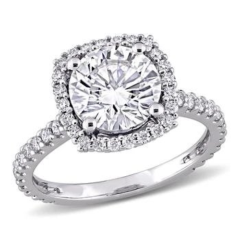 Mimi & Max | Mimi & Max 2 1/2ct DEW Created Moissanite Halo Engagement Ring in 10k White Gold,商家Premium Outlets,价格¥4114