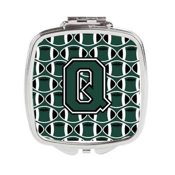 Carolines Treasures CJ1071-QSCM Letter Q Football Green & White Compact Mirror