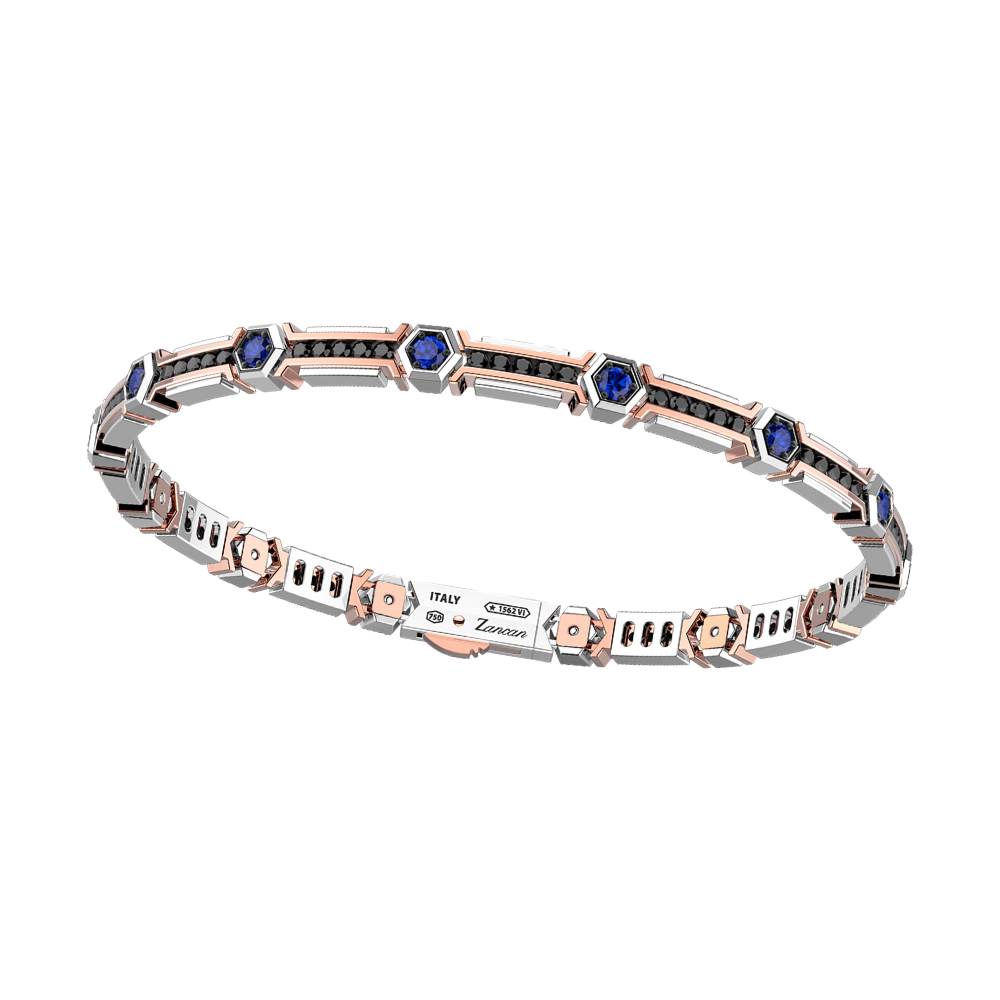 商品Zancan | 18k white & rosde gold bracelet with sapphires and black diamonds.,商家Zancan Gioielli,价格¥80941图片