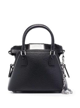 MAISON MARGIELA | '5AC Micro' Black Shoulder Bag with Logo Label in Grainy Leather Woman Maison Margiela商品图片,7.3折