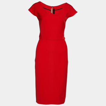 ROLAND MOURET, [二手商品] ROLAND MOURET | Roland Mouret Red Crepe Cap Sleeve Sheath Dress L商品图片 满1件减$100, 满减
