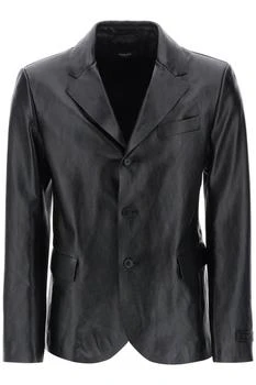 推荐Versace single-breasted leather jacket商品
