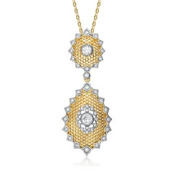 Rachel Glauber | Rachel Glauber Rhodium And 14k Gold Plated Cubic Zirconia Pendant Necklace,商家Premium Outlets,价格¥590