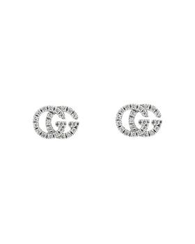 Gucci | 18K White Gold GG Running Diamond Stud Earrings商品图片,