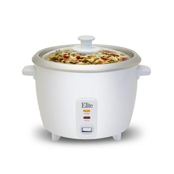 商品Elite Cuisine 6-Cup Rice Cooker with Glass Lid and Keep Warm Function, Makes Stews, Grains, Hot Cereals图片