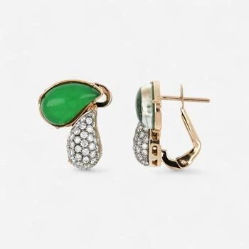 Tavanti | Tavanti Les Fleurs 18K White & Rose Gold Diamond, Green Aventurine & Rock Crystal Earrings JF-75-1002F-9,商家Shopworn,价格¥37111