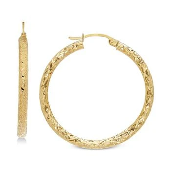 Macy's | Textured Hoop Earrings in 14k Gold, 1 3/8 inch,商家Macy's,价格¥5197