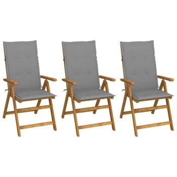 vidaXL | Folding Garden Chairs 3 pcs with Cushions Solid Acacia Wood, 3064090,商家Premium Outlets,价格¥3569