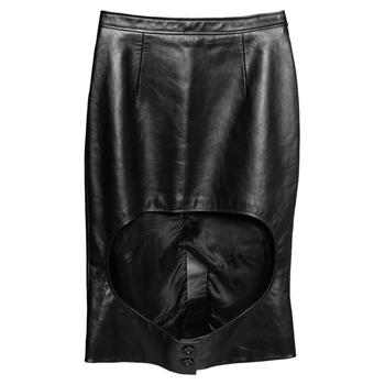 美国burberry, [二手商品] Burberry | Burberry Black Leather Step Through Pencil Skirt S商品图片 6.8折, 满1件减$100, 满减