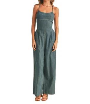 Miou Muse | Washed Denim Romper In Blue,商家Premium Outlets,价格¥369