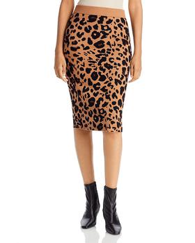 Tahari | Leopard Print Jacquard Sweater Skirt商品图片,额外8折, 独家减免邮费, 额外八折