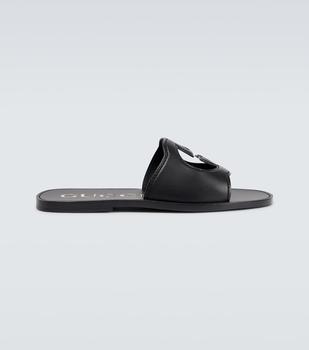 Gucci | Interlocking G leather slides商品图片,