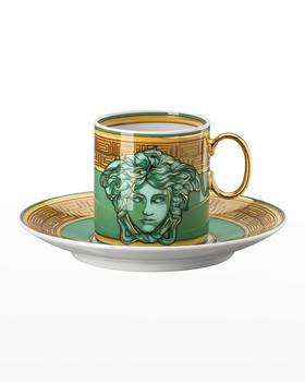 商品Versace | Medusa Amplified Green Coin AD Cup and Saucer,商家Neiman Marcus,价格¥2135图片