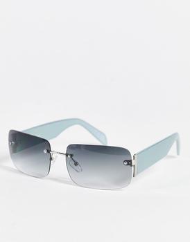 ASOS | ASOS DESIGN 90's rimless mid square sunglasses with smoke lens商品图片,7折
