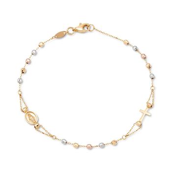 商品Macy's | Tricolor Rosary Bracelet in 10K Gold, White Gold, & Rose Gold,商家Macy's,价格¥1647图片