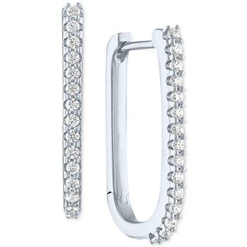 Macy's | Diamond U Hoop Earrings (1/10 ct. t.w.) in Sterling Silver商品图片,