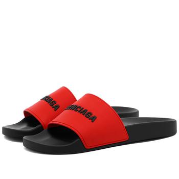 巴黎世家男鞋直邮, Balenciaga | Balenciaga Logo Pool Slide商品图片 8.5折, 满$200享9.5折, 满折