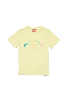 推荐Tinyc1 T-shirt  Yellow Cotton T-shirt With Coloured Lettering商品