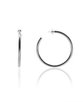 OMA THE LABEL | Liv 2 1/3" Large Hoops in White Gold- Plated Brass, 60mm,商家Macy's,价格¥448