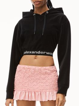 alexander wang卫衣, Alexander Wang | Black corduroy cropped hoodie商品图片 9.6折
