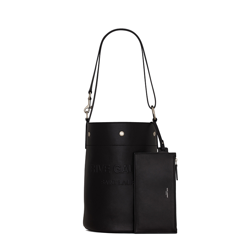 圣罗兰反转巴黎手提包, Yves Saint Laurent | SAINT LAURENT PARIS/圣罗兰 YSL 22春夏新款RIVE GAUCHE系列 男士黑色滑皮革银扣单肩斜跨手提水桶包商品图片 7.5折×额外9.5折, 包邮包税, 额外九五折