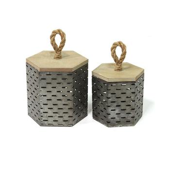 商品Stratton Home Décor | Stratton Home Decor Metal Decorative Containers Set of 2,商家Macy's,价格¥587图片