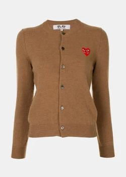 Comme des Garcons | COMME DES GARCONS PLAY Brown & Red Heart Patch Cardigan,商家折扣挖宝区,价格¥1523