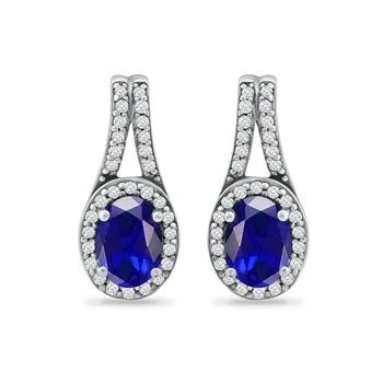 Giani Bernini | Simulated Blue Sapphire and Cubic Zirconia Halo Earrings,商家Macy's,价格¥595