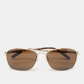 了解万宝龙眼镜, [二手商品] MontBlanc | Montblanc Brown Havana MB0026S  Aviator Sunglasses商品图片 满1件减$100, 满减