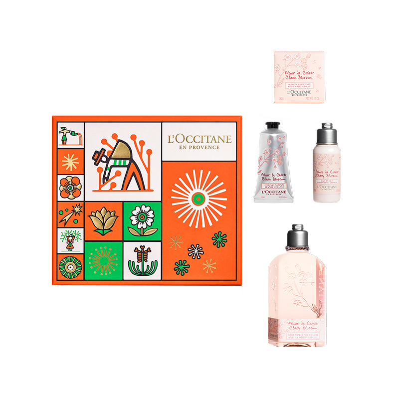 商品L'Occitane | 欧舒丹2022限量甜蜜樱花护理套装 沐浴露250ml+身体乳75ml+护手霜75ml+香皂50g,商家VP FRANCE,价格¥324图片
