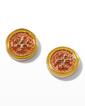 tory burch kira真假, Tory Burch | Kira Guilloche Circle-Stud Earrings, Dark Orange商品图片 5.9折