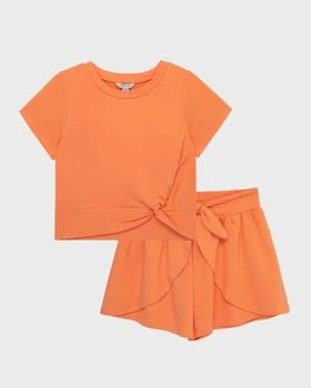 推荐Girl's Wrap Front Top And Shorts Set, Size 7-16商品