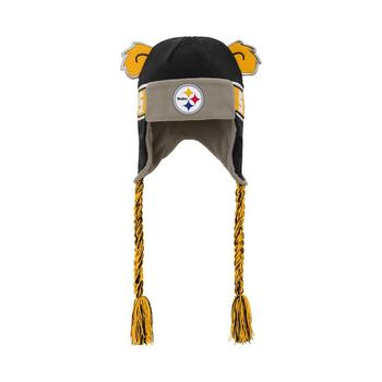 推荐Toddler Boys and Girls Black Pittsburgh Steelers Wordmark Ears Trooper Knit Hat商品