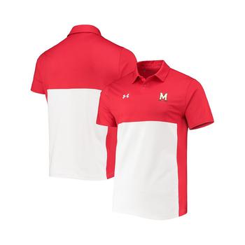 推荐Men's Red, White Maryland Terrapins 2022 Blocked Coaches Performance Polo Shirt商品